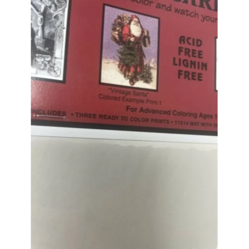 3 Ready To Color Christmas Adult Coloring Matted Pictures‎ Santa On Roof